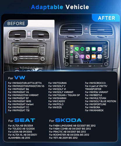 <font dir="auto" style="vertical-align: inherit;"><font dir="auto" style="vertical-align: inherit;">        4+64G Car Radio Android 15 for VW Golf 5 6 Passat Jetta Caddy EOS T5 Tiguan Touran CC Polo, 7'' HD Touch Screen with Wireless Carplay Android Auto