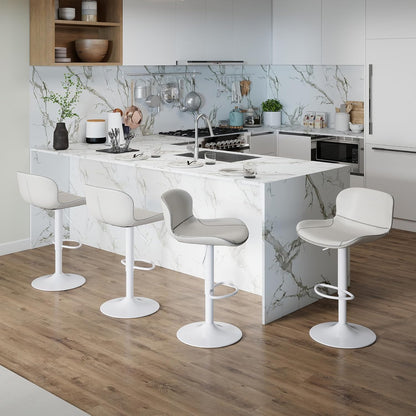 Youhauchair Barkruk, 2-delige set, in hoogte verstelbaar, van PU-leer, waterdicht en slijtvast, met rugleuning, draaibare barkruk, modern, wit