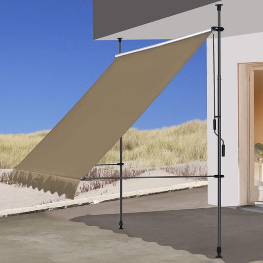 QUICK STAR klemluifel 250x130cm beige balkonluifel zonwering terrasoverkapping in hoogte verstelbaar van 200-290cm luifel balkon zonder boren