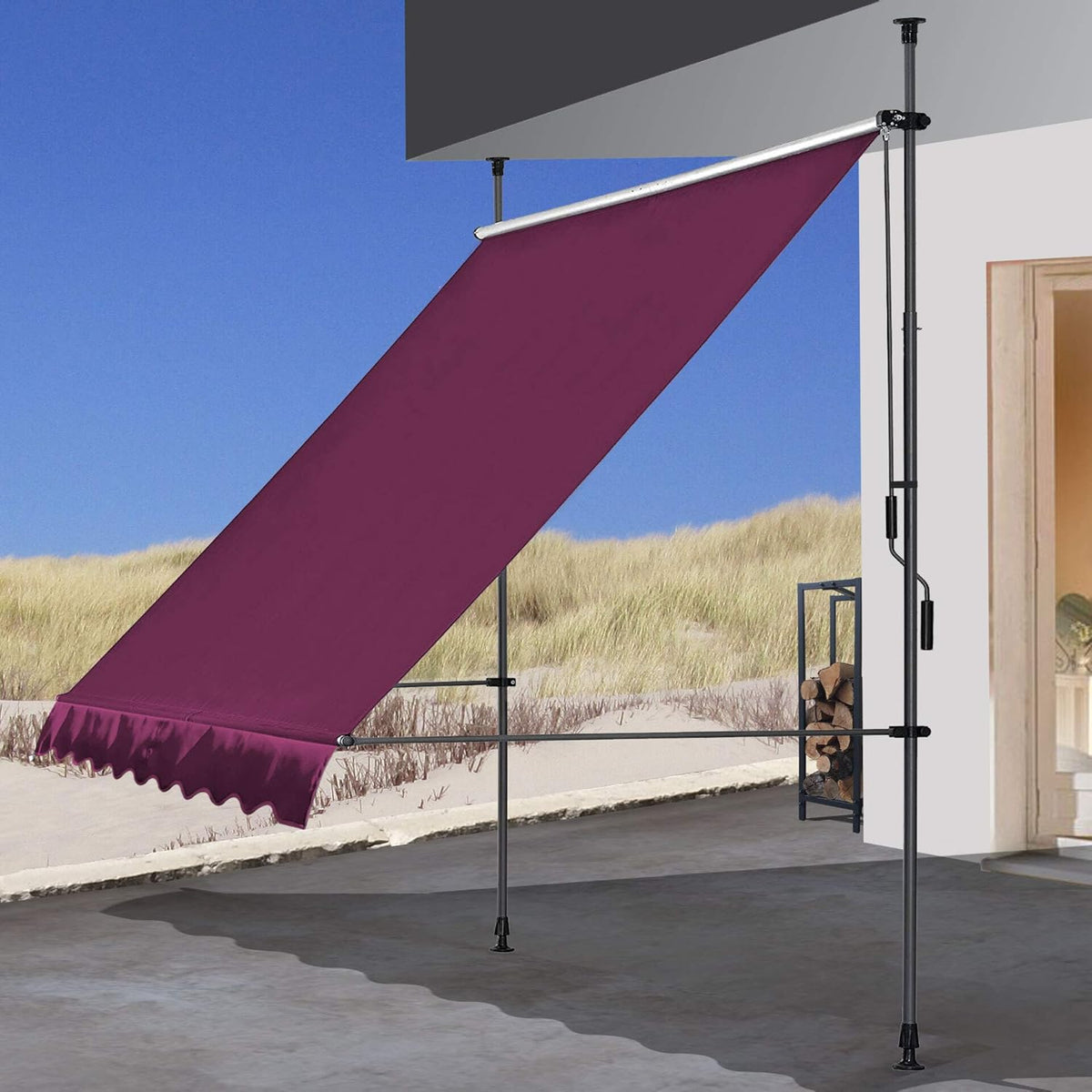 QUICK STAR klemluifel 300 x 130 cm Bordeaux balkonluifel zonwering terrasoverkapping in hoogte verstelbaar van 200-290 cm luifel balkon zonder boren