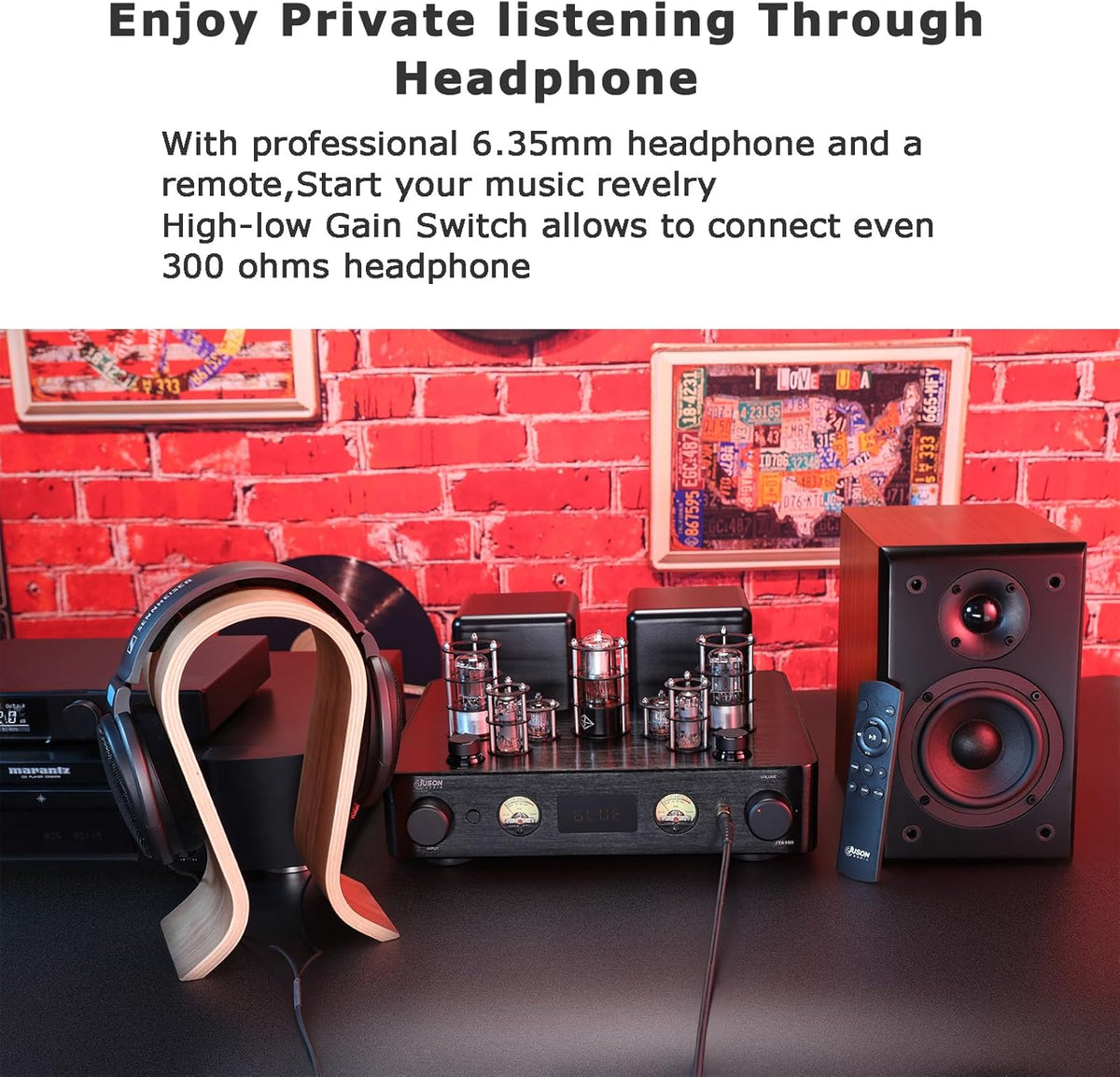 JTA100 2025 130 W buisversterker, hifi-versterker van instapklasse met BT 5.0, afstandsbediening, AUX, coax, phono en USB-ingang, subwoofer-uitgang, 2.1-kanaal voor platenspeler