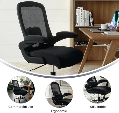 Flash Furniture Grote en hoge bureaustoel | Zwarte Mesh Executive Draaibare Bureaustoel met Lumbale en Rugsteun en Wielen