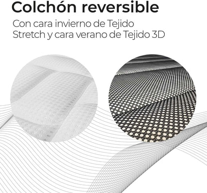 Somnia Descanso Bombay Visco-elastisch matras, omkeerbaar, ergonomisch, optimaal comfort en hardheid, mijtdicht, antibacterieel en hypoallergeen, 160 x 200 cm