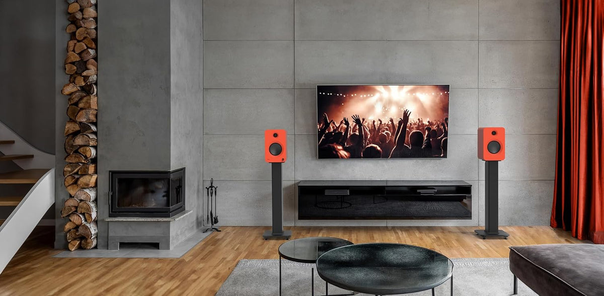 Actieve Stereospeaker Set – Speakerset – Stereospeakers – TV Speakers – Boekenplankspeakers – Set Van 2, Mat Oranje – 200W Vermogen – HDMI ARC Met CEC