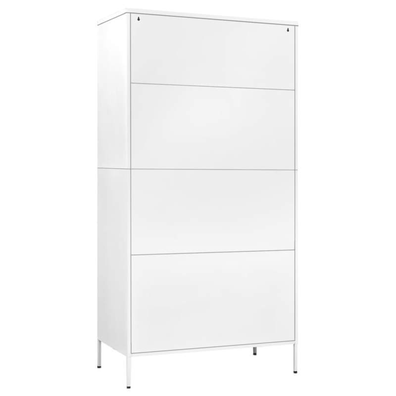 Witte Stalen Kast – Opbergkast – Bergkast – Kast Met Deuren – Stalen Opbergmeubel – 90x50x180 cm – Robuust Staal Met Houten Elementen