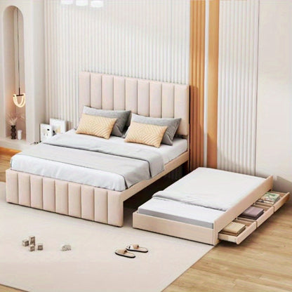 Uittrekbed – Logeerbed – Bedbank – Opbergbed – Jongerenbed – 140x200 cm – Huidvriendelijke Linnen Bekleding