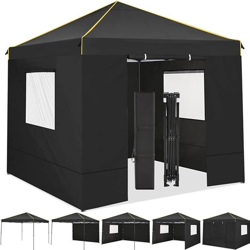 Partytent – Pop-Up Tent – Zonnekap – Opvouwbaar Paviljoen – Tuintent – 3,05x3,05 meter – 4 Zijpanelen Met Rits – Inclusief Draagtas