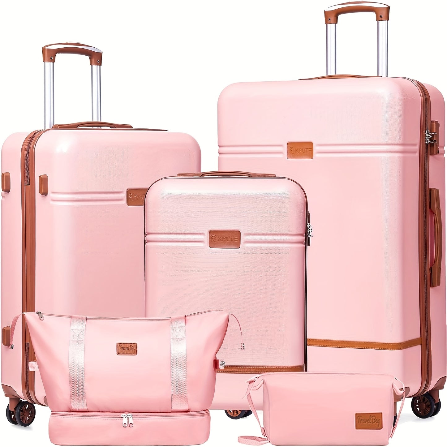 Harde Koffer – Reiskoffer – Bagage Set – Suitcase – Trolley – 20, 24, 28 Inch – ABS Hard Shell – Stillopende Universele Wielen – Roze