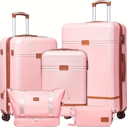 Harde Koffer – Reiskoffer – Bagage Set – Suitcase – Trolley – 20, 24, 28 Inch – ABS Hard Shell – Stillopende Universele Wielen – Roze