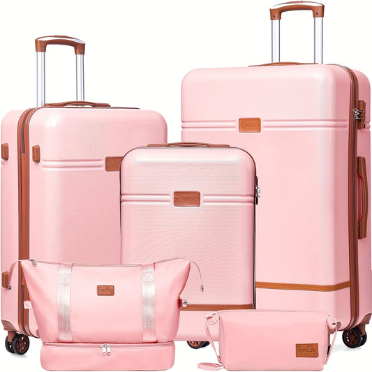Harde Koffer – Reiskoffer – Bagage Set – Suitcase – Trolley – 20, 24, 28 Inch – ABS Hard Shell – Stillopende Universele Wielen – Roze