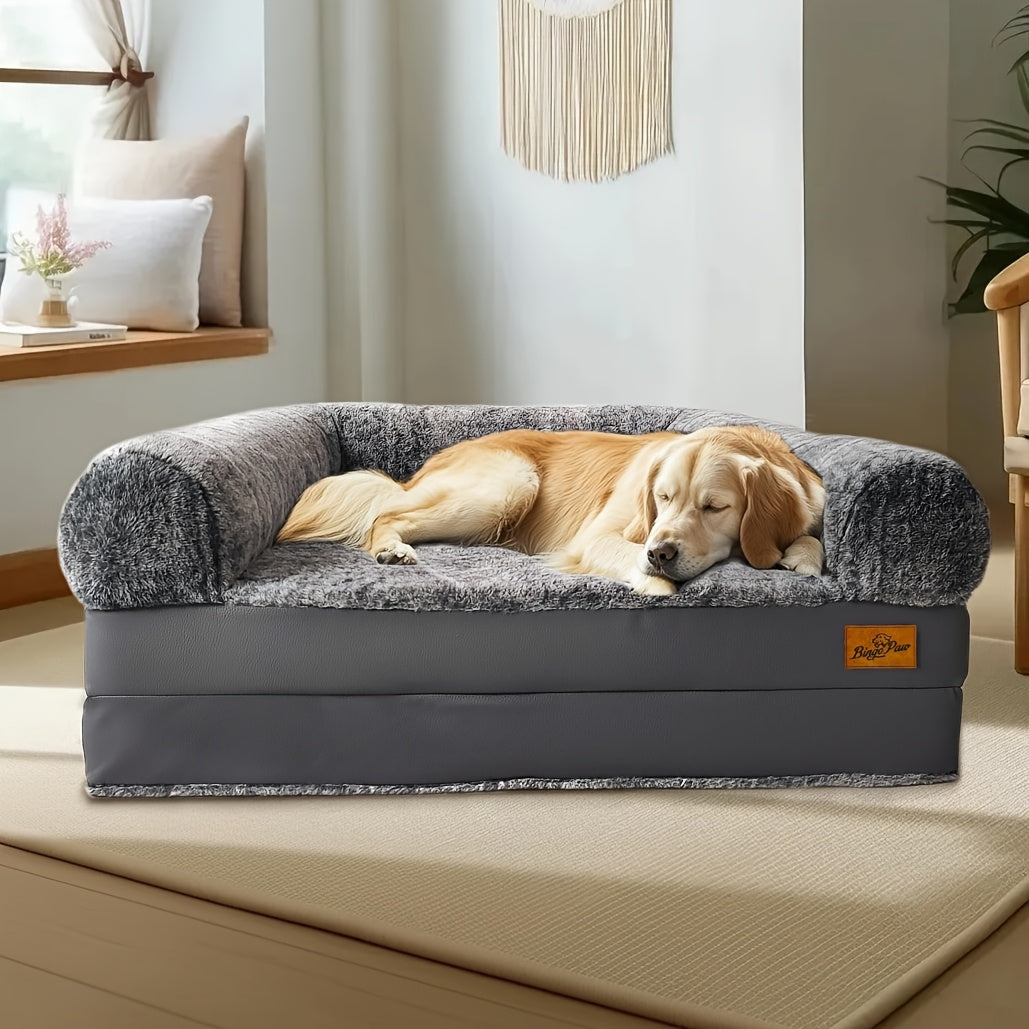 Extra Large Dog Bed Suitable for Adults | Orthopedic Nap Bed with Washable Faux Fur | Foldable And Portable, Suitable for Living Room, Lounge | Provides Spacious Sleeping Space for Adults And Pets, Round Large Dog Bed, Dog Be