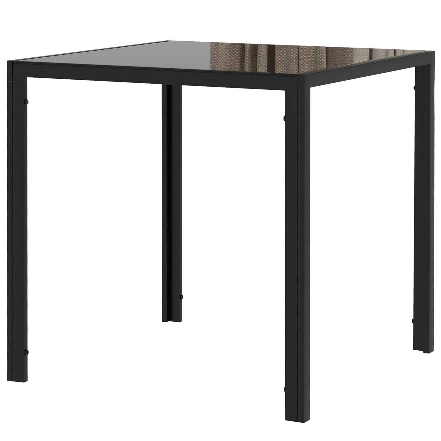 Eettafel – Keukentafel – Dinertafel – Tafel – Vierkante Tafel – Gehard Glas – Metalen Frame – 75x75x75 cm – Zwart