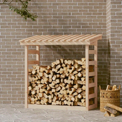 Heavy-Duty 108x64.5x110cm Wooden Firewood Rack - Rustic Outdoor Fireplace with Sturdy Bracket Shelf for Camping, Backyard, Garden & Patio - High-Quality Wood Heating Solution, Fireplace for Outside, Backyard Firebox, Natural