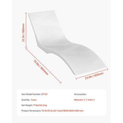 Lounge Chair – Ligstoel – Chaise Lounge – Zwemstoel – In-Pool Ligstoel – Ergonomisch S-Vorm Ontwerp – Duurzaam PE Materiaal