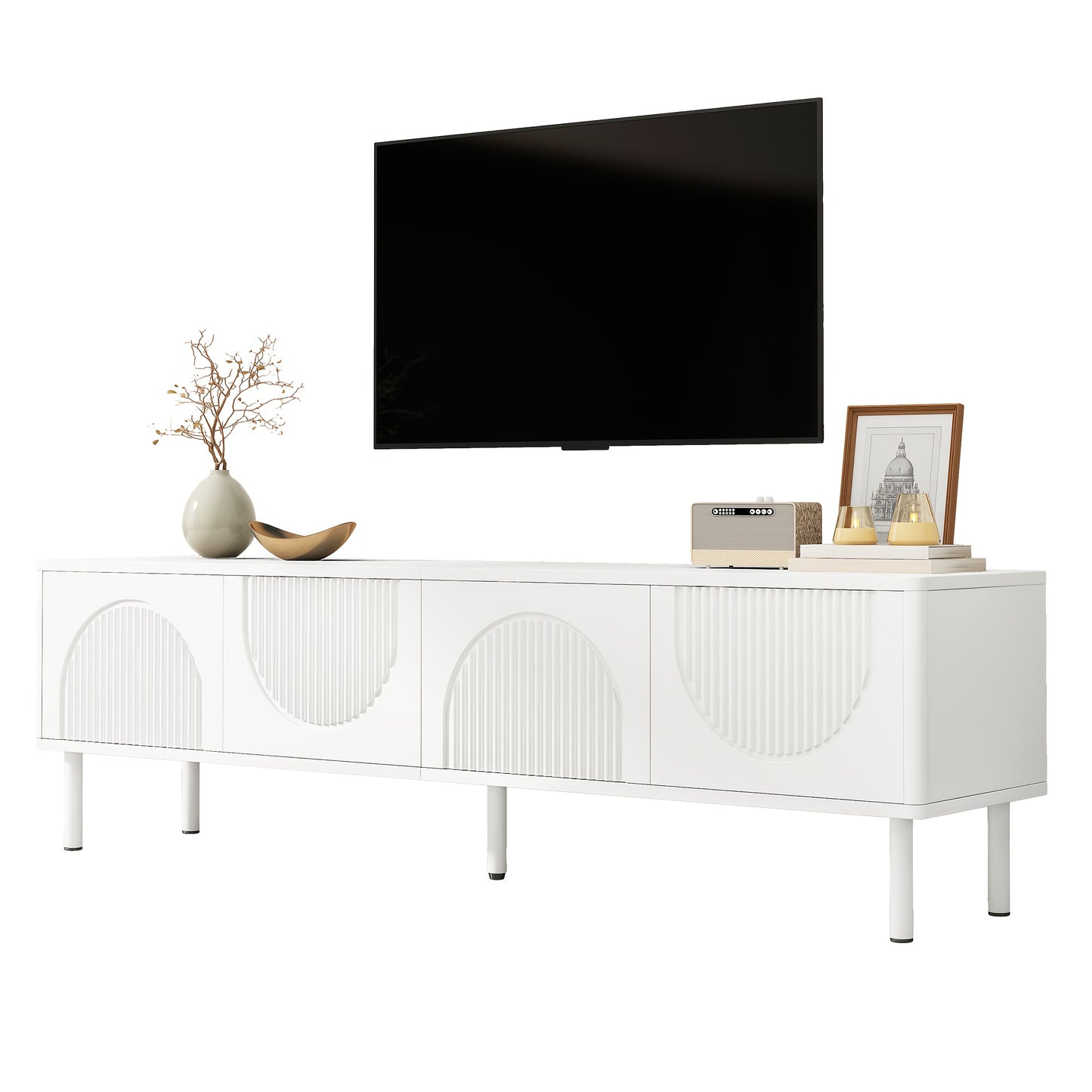 TV-meubel – Tv-standaard – Tv-kast – Mediameubel – Dressoir – Modern Wit – 180 cm Breed – Ruimtebesparend Ontwerp – Duurzame Stevige Constructie