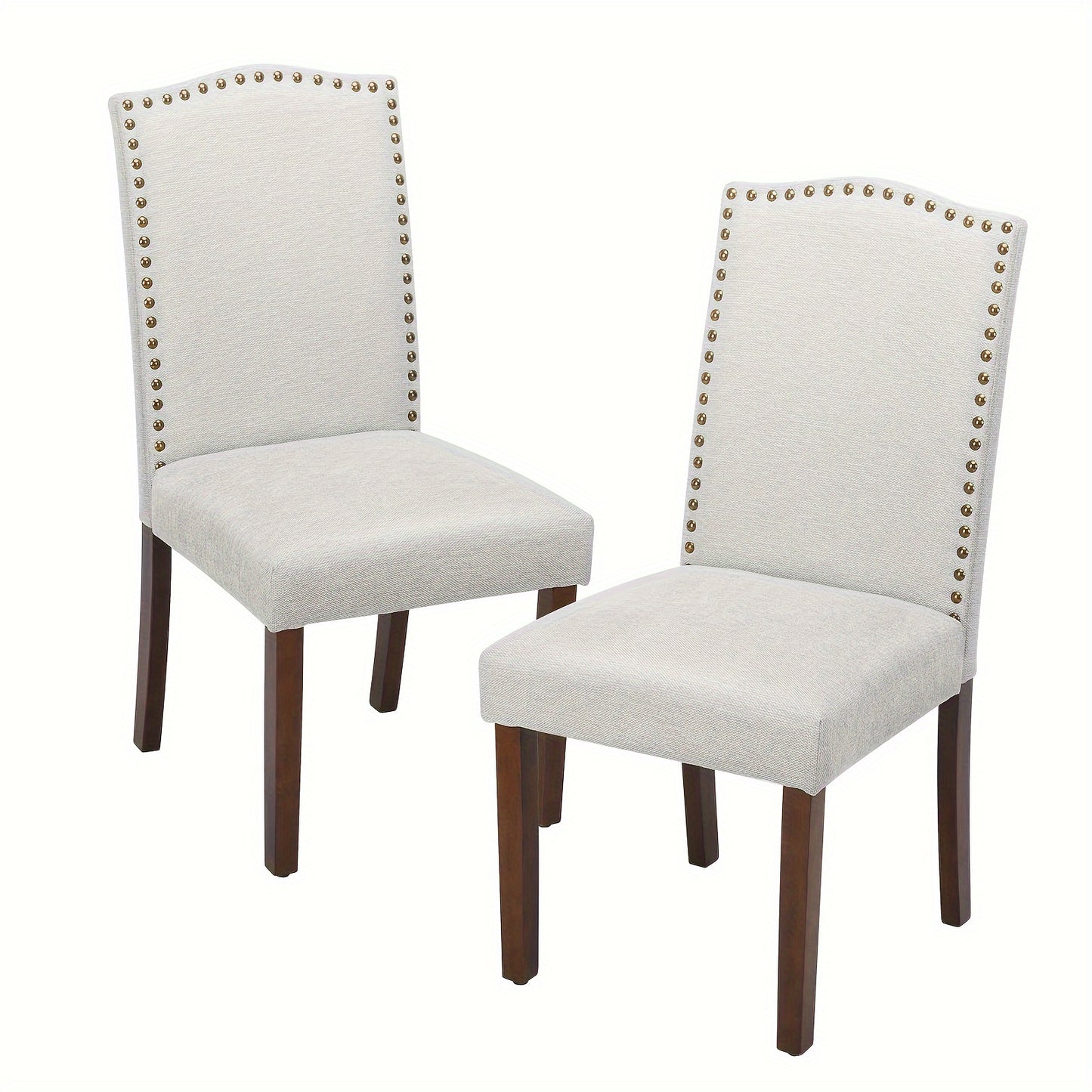 Eetkamerstoelen – Stoelen – Kuipstoelen – Keukenstoelen – Zitkamerstoelen – Set Van 2 – Stoffen Bekleding Met Nagelrand – Houten Poten
