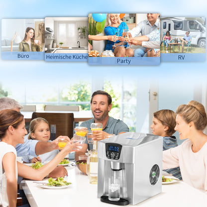 IJsblokjesmachine – IJsblokjesmaker – Icecube Maker – IJsblokjes apparaat – IJsblokjes machine – Compact Zilverkleurig Ontwerp – Zelfreinigend Systeem & 1,2L Waterreservoir