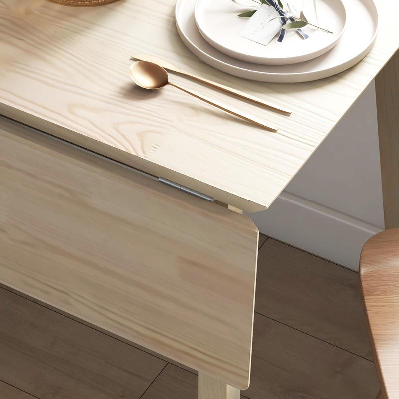 Uitklaptafel – Klaptafel – Vouwtafel – Eettafel – Uitschuiftafel – Ruimtebesparend Design – Massief Houten Blad Met Metaal