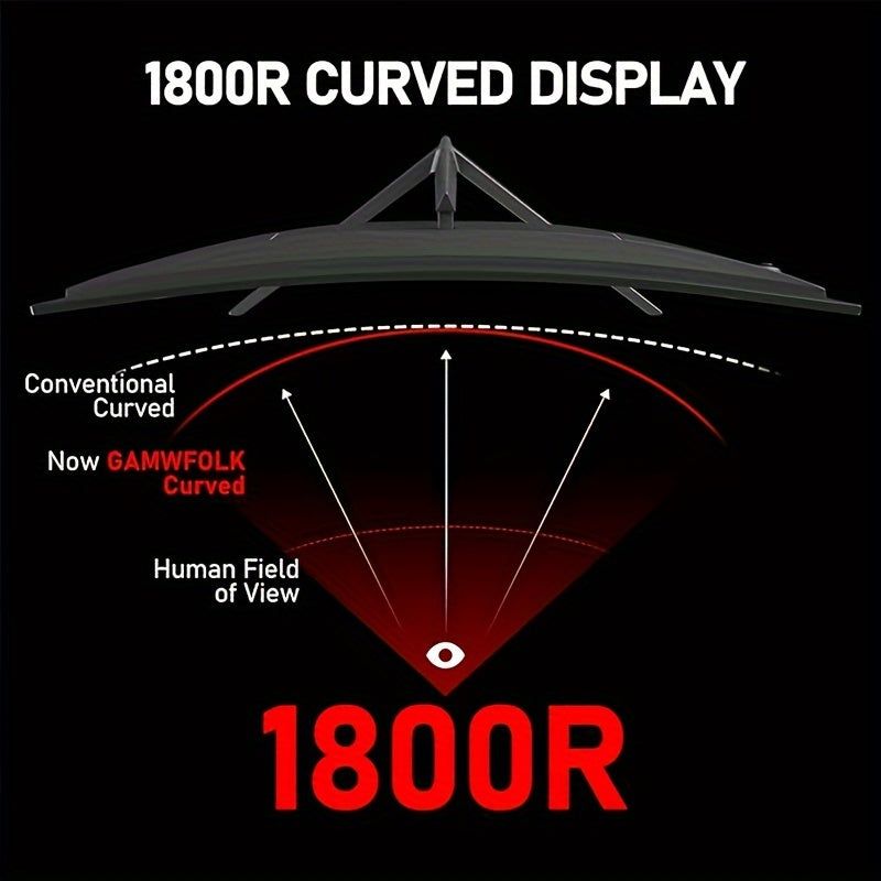 27 Inch Curved Monitor – Gaming Monitor – PC Monitor – Computerscherm – Beeldscherm – Full HD 1920x1080 – 180Hz Verversingssnelheid – Eye Care Technologie – FreeSync – VESA-compatibel