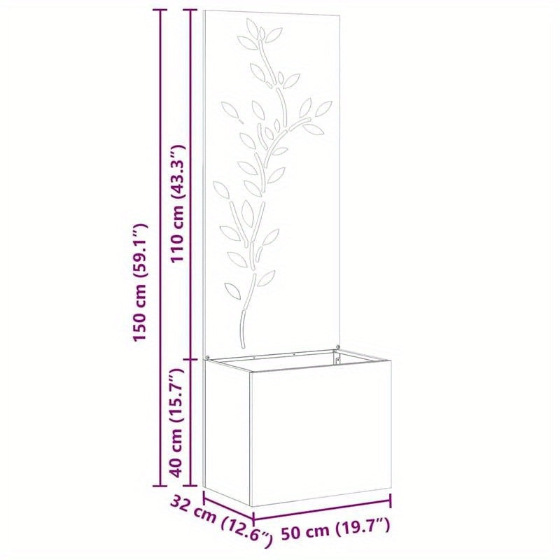 Plantenbak – Bloembak – Plantenpaneel – Tuinbak – Kruidenbak – Zwart Koudgewalst Staal – 50x140 cm Weerbestendig & Stevig