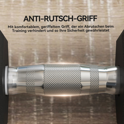 Halter – Dumbbell – Gewicht – Krachttraining – Fitness – Zwart met Zilveren Accenten – 35 kg – Anti-Slip Grip