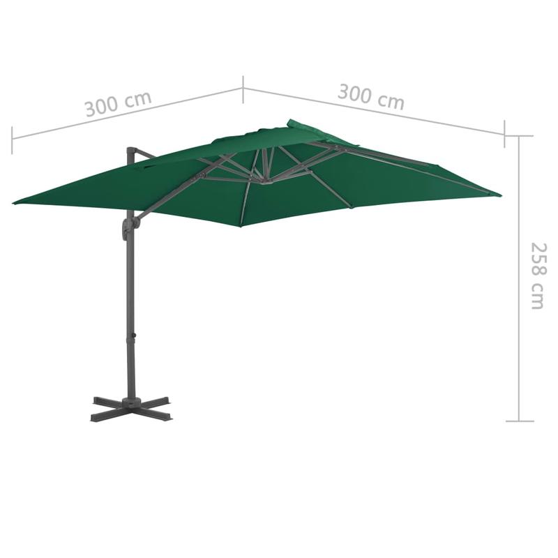 Zwevende Parasol – Hangende Parasol – Luchtige Parasol – Tuinparasol – Aluminium Frame – 300x300 Cm – Kantelbaar & Draaibaar