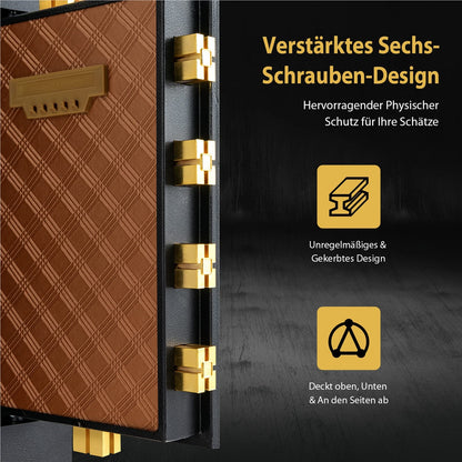 Brandwerende Kluis – Veiligheidskluis – Documentenkluis – Elektronische Safe – Mini Kluis – 42,5L Inhoud – Verstelbare Plank & Alarm Systeem – Zwart
