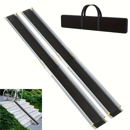 Telescopische Oprijplaten – Oprijplank – Drempelhulp – Rolstoelhelling – Scootmobiel Oprijplaat – 76-122 cm Verstelbaar – Lichtgewicht Aluminium Met 300 kg Draagvermogen