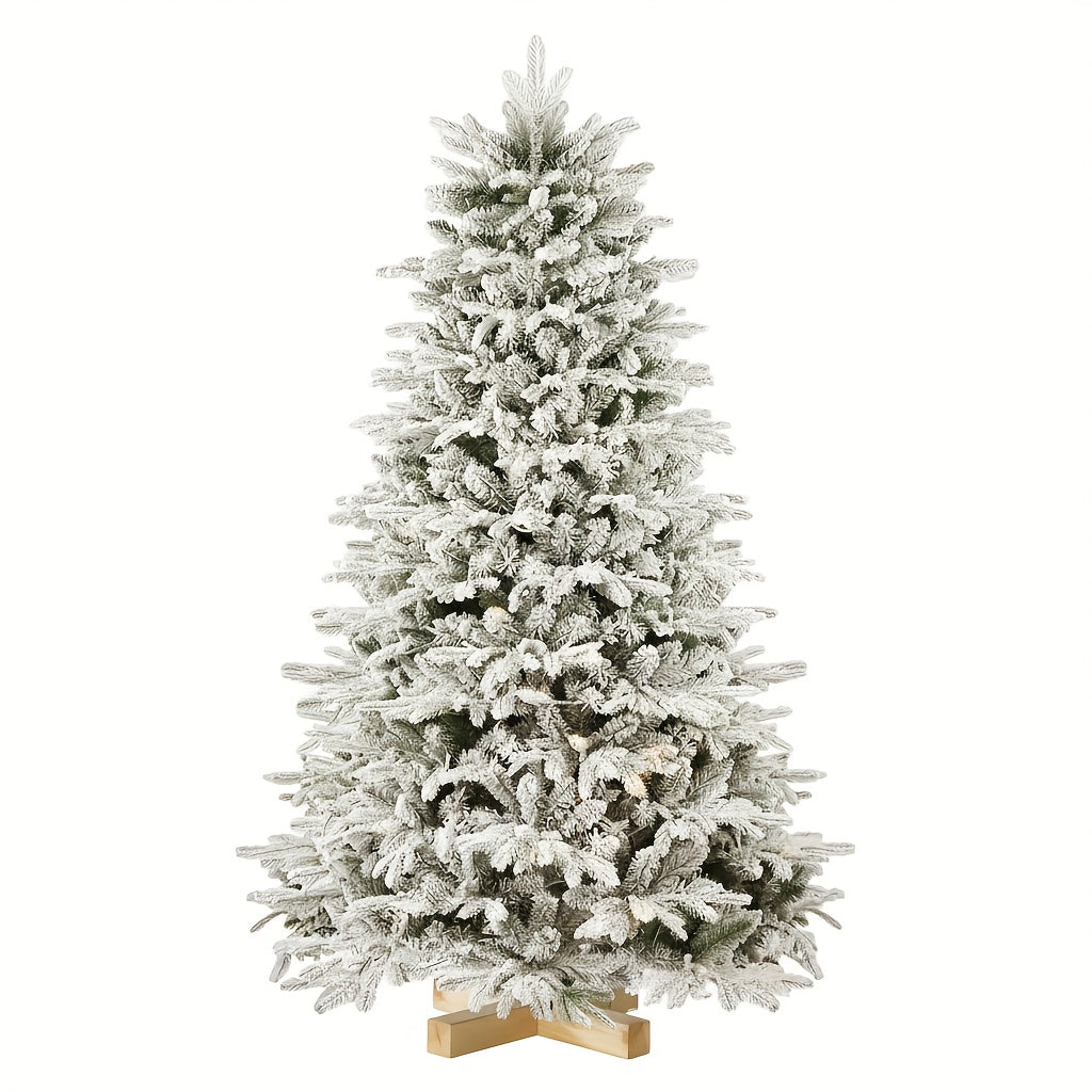 SALCAR Artificial Christmas Tree With, Snow Artificial Fir Tree, Gloves, Wooden Stand