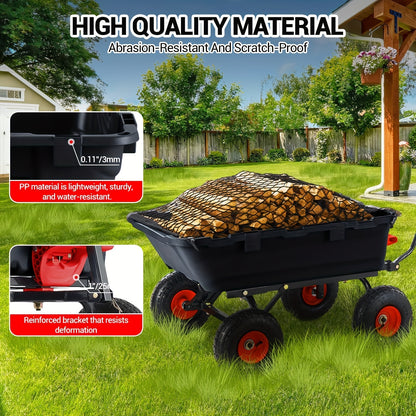 Tuinkar – Kruiwagen – Tuinwagen – Tuinkarretje – Transportkar – Zwaar Belastbaar Tot 362 kg – 180° Draaibare Handgreep & Snelkoppelingssysteem – Stevig Stalen Frame Met Polymeer Laadvlak – 10 Inch All-Terrain Banden – Zwart