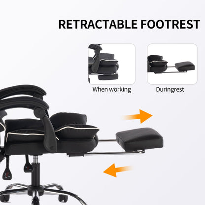 Executive Office Chair with Foot Rest High Back Office Chair Computer Gaming Chairs Black