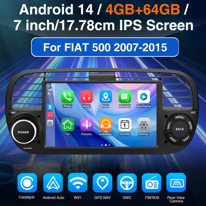 Multimedia Speler – Autostereo – Autoradio – 2DIN Speler – Inbouw Radio – 7 Inch HD Touchscreen – Android 14.0 – Met AHD Camera & Microfoon