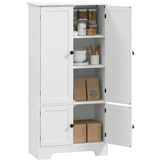 HOMCOM Kitchen Armoire Buffet Cabinet with Adjustable Shelves And Cupboards for Dining Room, Living Room, 58.2 X 30 X 123 Cm, White