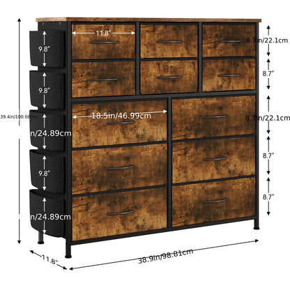 Kaptafel – Make-up Tafel – Opbergkast – Ladekast – Hal Kast – Roze – 12 Lades – Stevig Metalen Frame Met Houten Blad