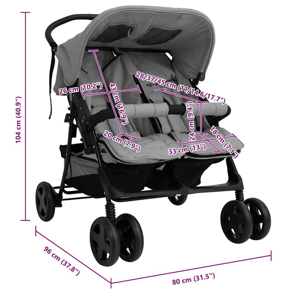 Vidaxl Twin Stroller Twin Strollers Stroller