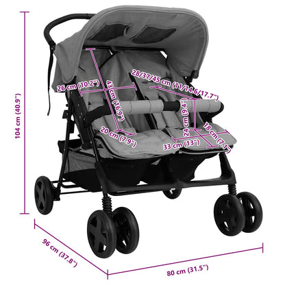 Twinwagen – Tweelingbuggy – Duowagen – Tandem Kinderwagen – Duokinderwagen – Staal Frame – Verstelbare Zitplaatsen