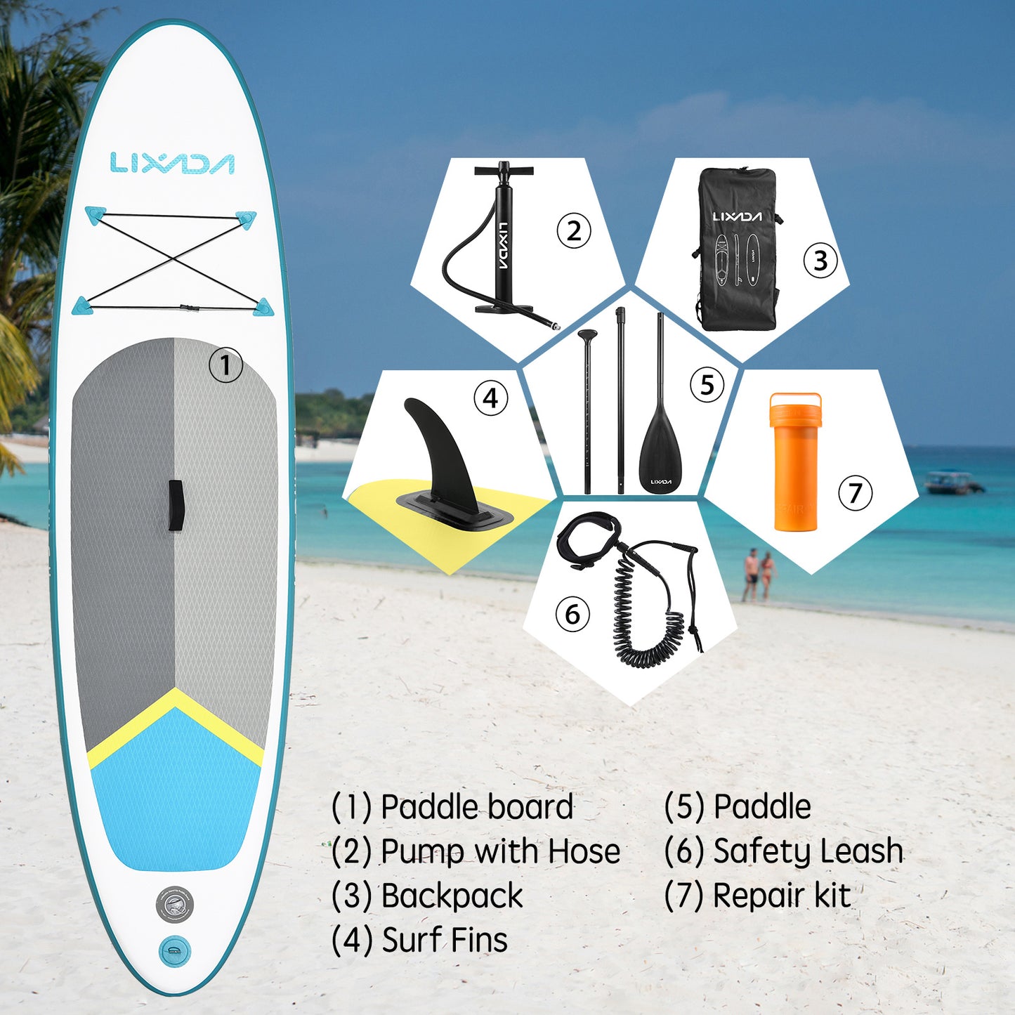 Opblaasbaar Paddleboard – Stand Up Paddle – SUP Board – Surfboard – Watersportplank – Groen – Stevig 15 cm Dik PVC – Inclusief Verstelbare Peddel en Draagrugzak