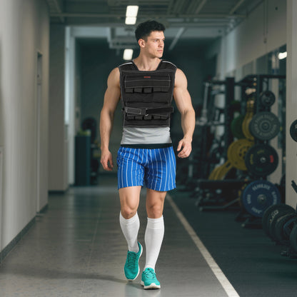 Gewichtsvest – Gewichtsvestje – Verstelbare Gewichtsvest – Trainingsvest – Weerstandsvest – Verstelbaar Tot 20 Kg – Reflecterende Strips – Zwart
