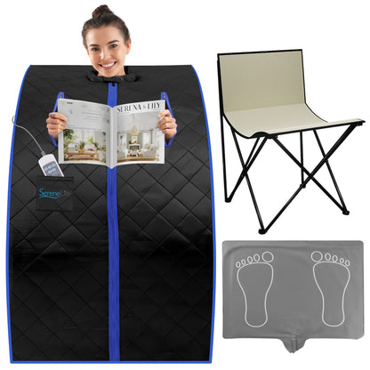 Draagbare Infrarood Sauna – Infra Sauna Tent – Sauna Box – Persoonlijke Sauna – Detox Sauna – Zwart – Inclusief Opvouwbare Stoel – Afstandsbediening – 101,6 x 83,8 cm
