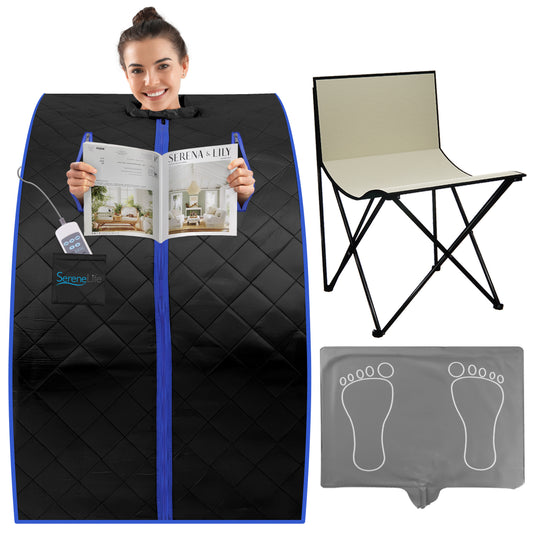Draagbare Infrarood Sauna – Infra Sauna Tent – Sauna Box – Persoonlijke Sauna – Detox Sauna – Zwart – Inclusief Opvouwbare Stoel – Afstandsbediening – 101,6 x 83,8 cm