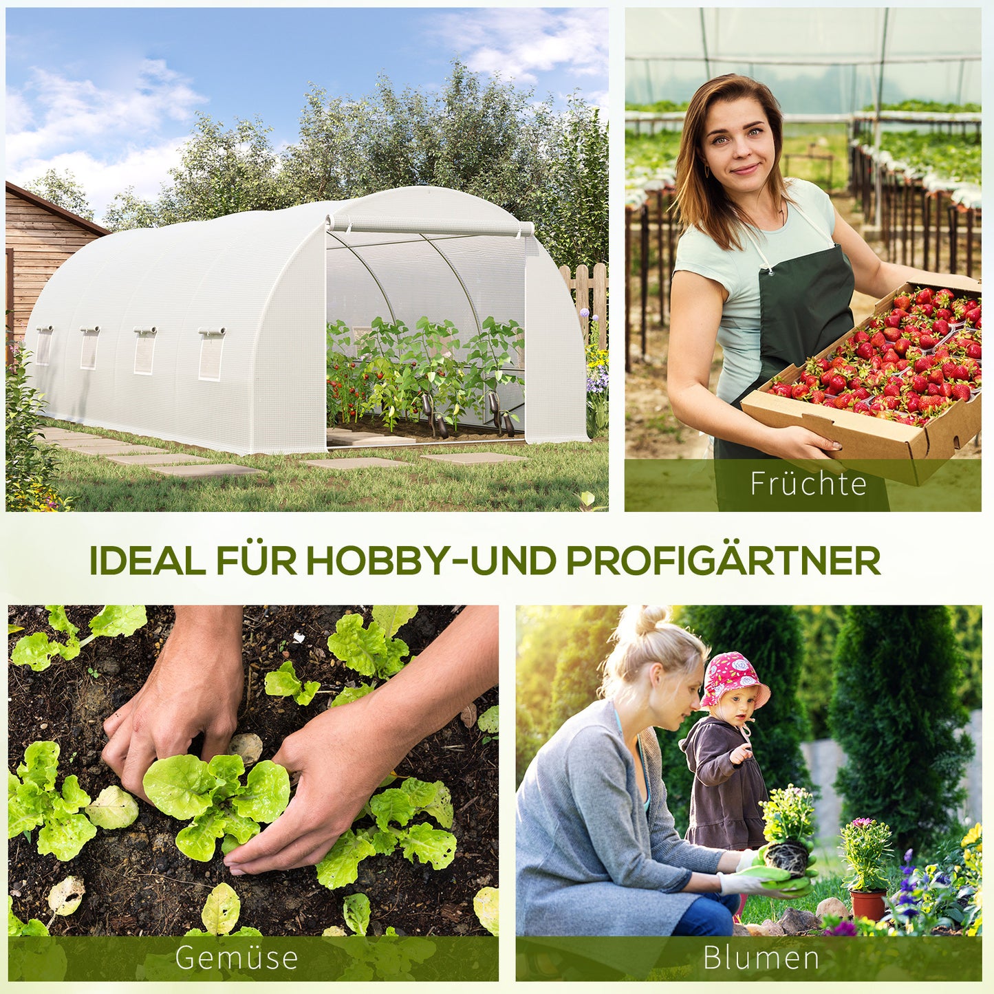 Kweekkas – Kas – Tuinkas – Plantentunnel – Broeikas – Groot 595x300x200 cm – Verstevigd Verzinkt Stalen Frame – UV-bestendige Transparante PE Folie
