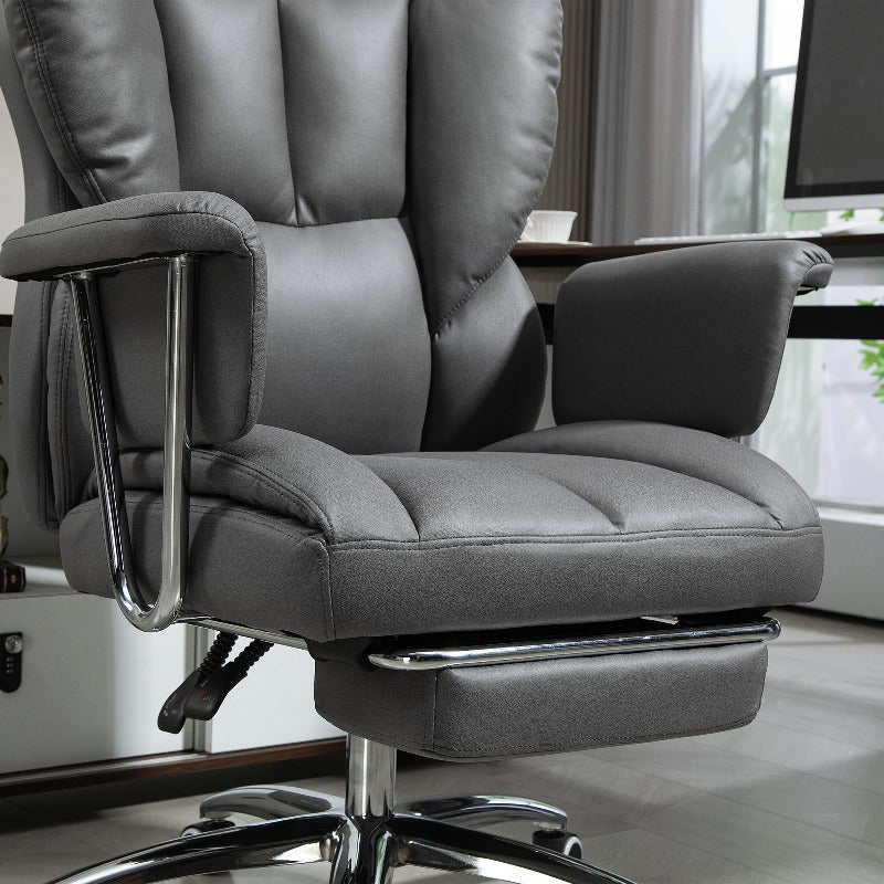 Bureaustoel – Office Chair – Kantoorstoel – Draaistoel – Werkstoel – Ergonomisch Design – Verstelbare Rugleuning & Voetsteun – Donkergrijs