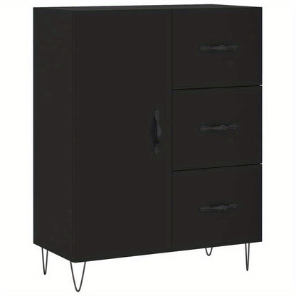 Hoge Kast – Opbergkast – Boekenkast – Nachtkastje – Staande Kast – Mat Zwart – Duurzaam Hout Kunststof – 69,5x34x180 cm