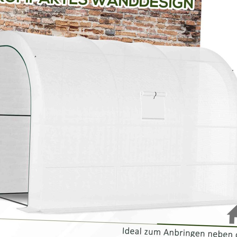 Kweektent – Growtent – Growbox – Plantenkas – Kweekkast – Stevig Stalen Frame – 300x150x213 cm – Winterbestendige Transparante Folie – Wit