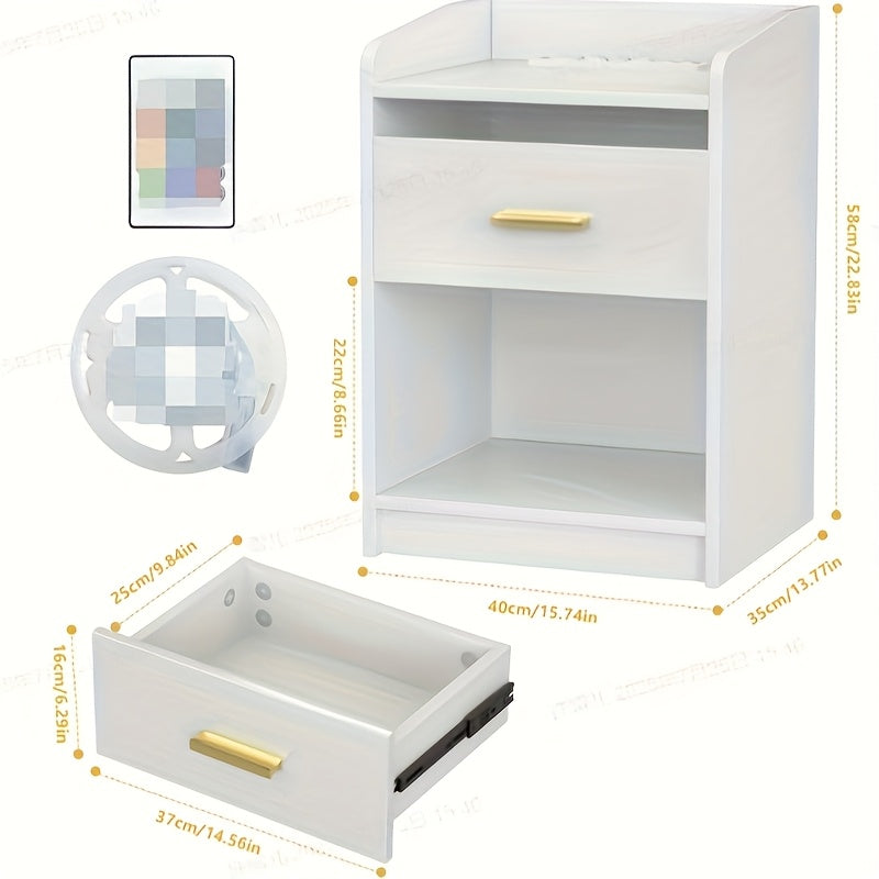 Modern Minimalist Bedside Table - Ultra-Thin Space-Saving Design, Compact Cabinet with Easy Assembly, Non-Wood Material for Small Bedrooms, Apartments - Ideal for Bedside, Living Room, Home Office - Available in White & Other