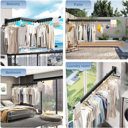 Wanddroogrek – Inklapbaar Droogrek – Drieluik Wasrek – Opvouwbaar Kledingrek – Wandmontage Droogrek – Ruimtebesparend – Lichtgewicht Aluminium