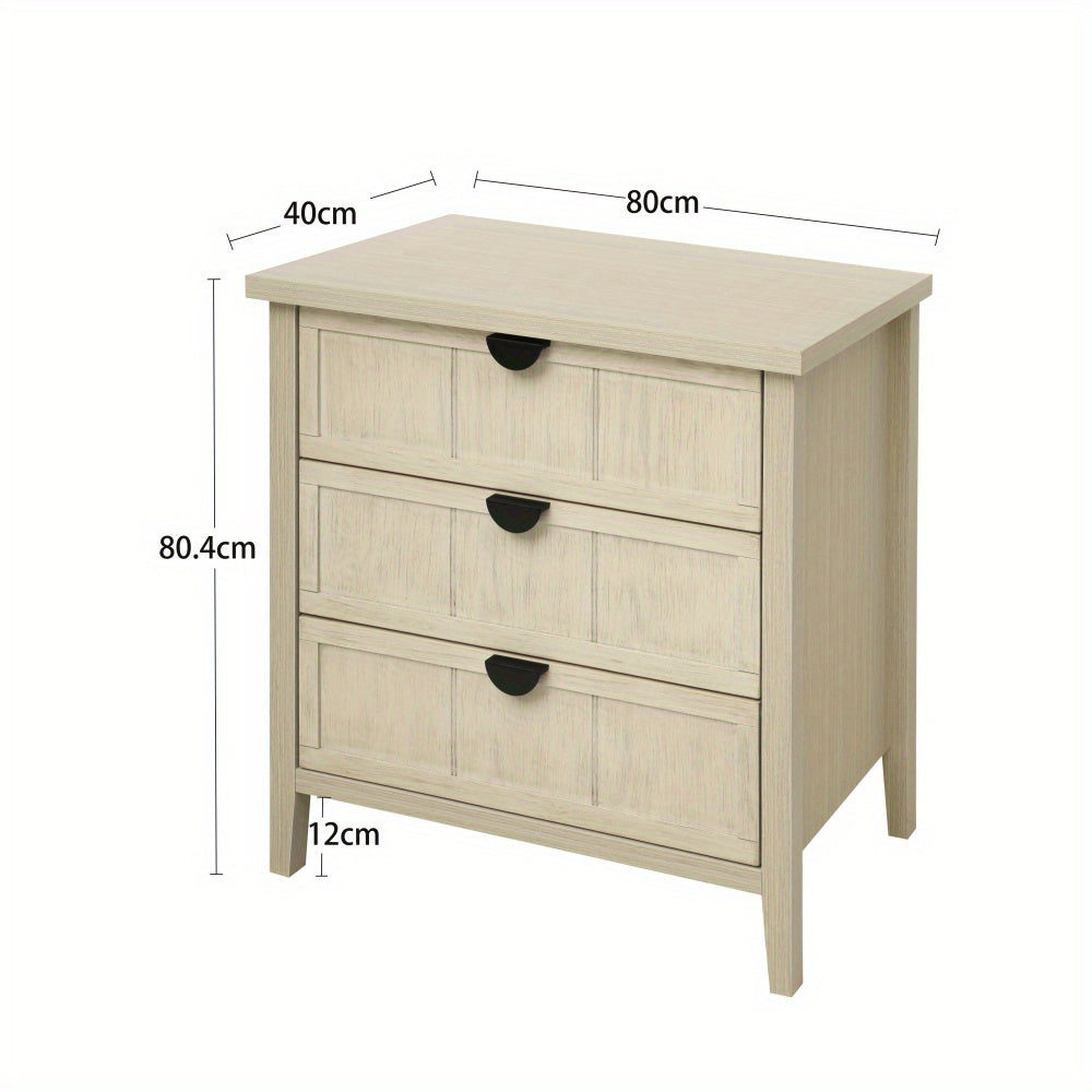 Ladekastje – 3-laden kastje – Opbergkast – Bureaukast – Zijkast – Naturel Kleur – Compact 80×40×8 cm – Duurzaam en Stijlvol Design
