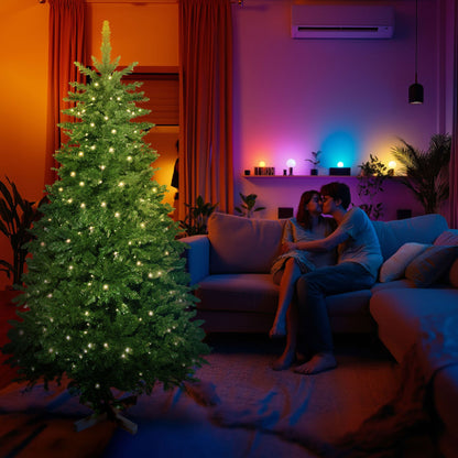 LED Kerstboom – Kunstkerstboom – Kerstversiering – Feestboom – Kerstdecoratie – 180 cm Hoog – 800 Takken – Warmwitte LED Verlichting – Brandvertragend PVC