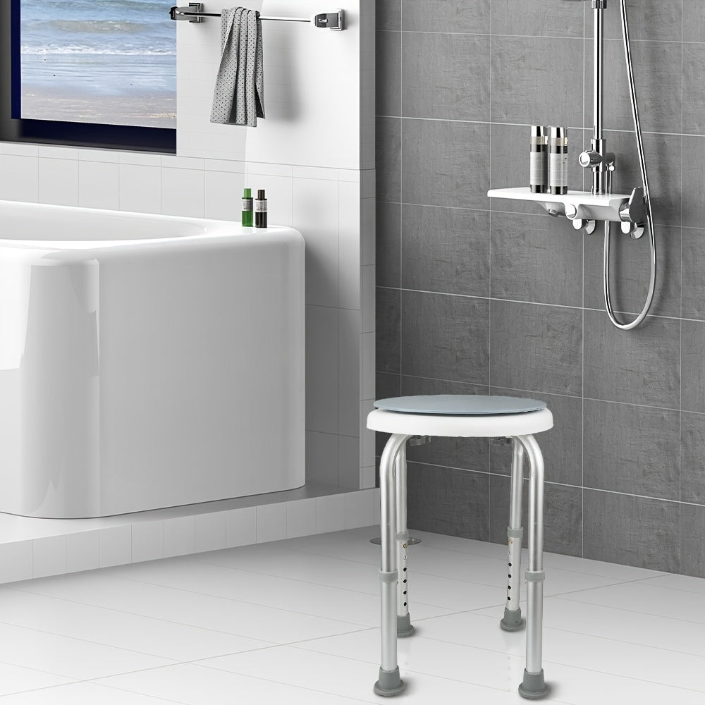 Douchestoel – Douchekruk – Douchezit – Badstoel – Shower Stool – 360° Draaibaar Zitvlak – Antislip Aluminium Frame – Hoogte Verstelbaar – Lichtgewicht