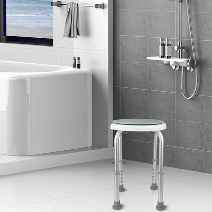 Douchestoel – Douchekruk – Douchezit – Badstoel – Shower Stool – 360° Draaibaar Zitvlak – Antislip Aluminium Frame – Hoogte Verstelbaar – Lichtgewicht